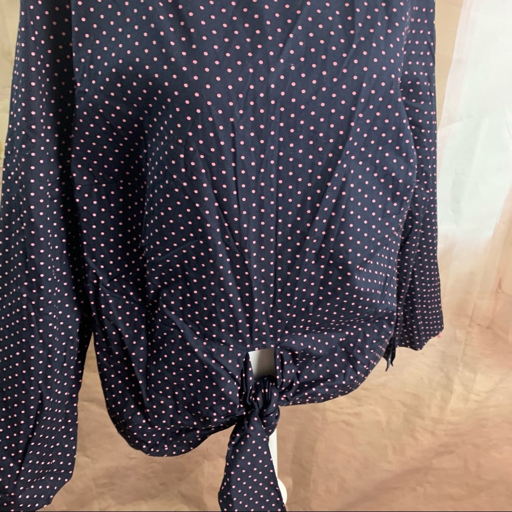 NEW Eloquii Tie Front Polka Dot Blouse - Picture 7 of 11